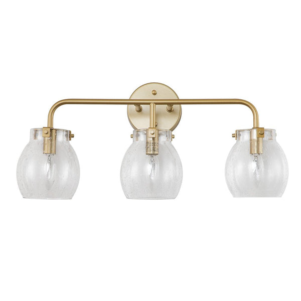 Chandelierias-3-Light Gold Seeded Glass Vanity Light-Wall Light--