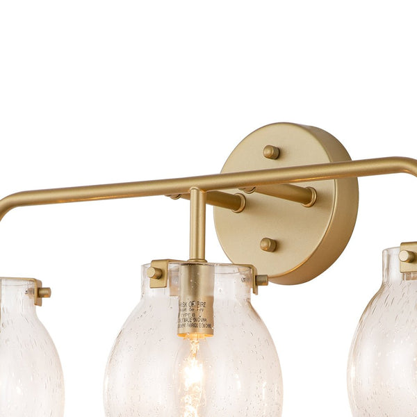 Chandelierias-3-Light Gold Seeded Glass Vanity Light-Wall Light--