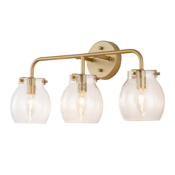 Chandelierias-3-Light Gold Seeded Glass Vanity Light-Wall Light--
