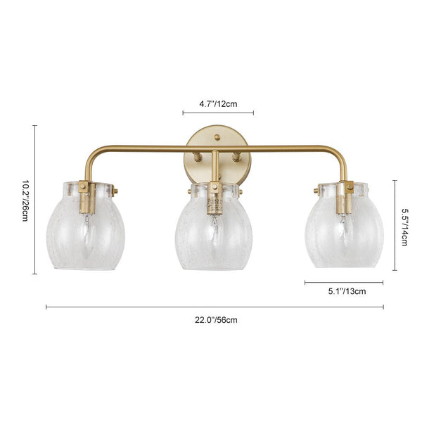 Chandelierias-3-Light Gold Seeded Glass Vanity Light-Wall Light--