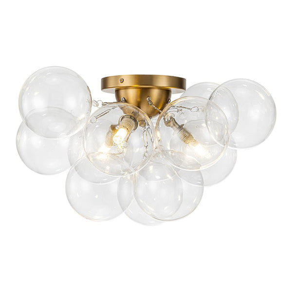 Chandelierias-3-Light Hand-blown Glass Cluster Bubble Semi-flush Mount-Semi Flush-Brass-