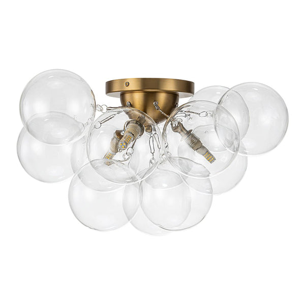 Chandelierias-3-Light Hand-blown Glass Cluster Bubble Semi-flush Mount-Semi Flush-Brass-