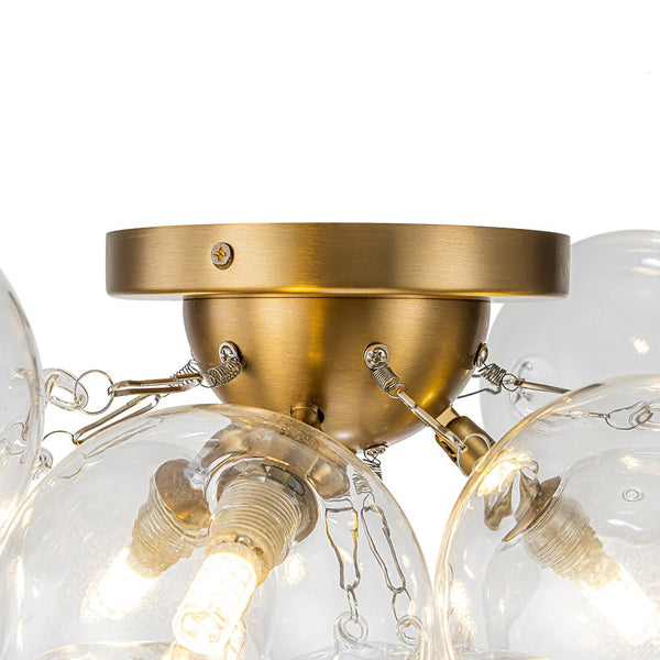 Chandelierias-3-Light Hand-blown Glass Cluster Bubble Semi-flush Mount-Semi Flush-Brass-