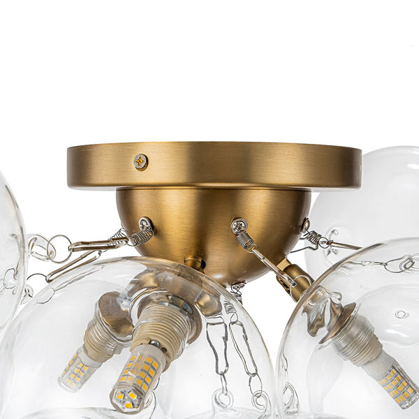 Chandelierias-3-Light Hand-blown Glass Cluster Bubble Semi-flush Mount-Semi Flush-Brass-