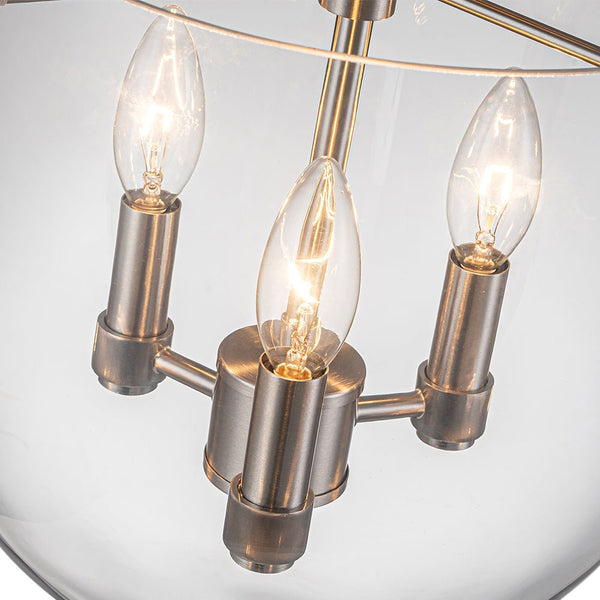 Chandelierias-3-Light Modern Clear Bell Glass Shade Semi-flush Mount-Semi Flush-Nickel-