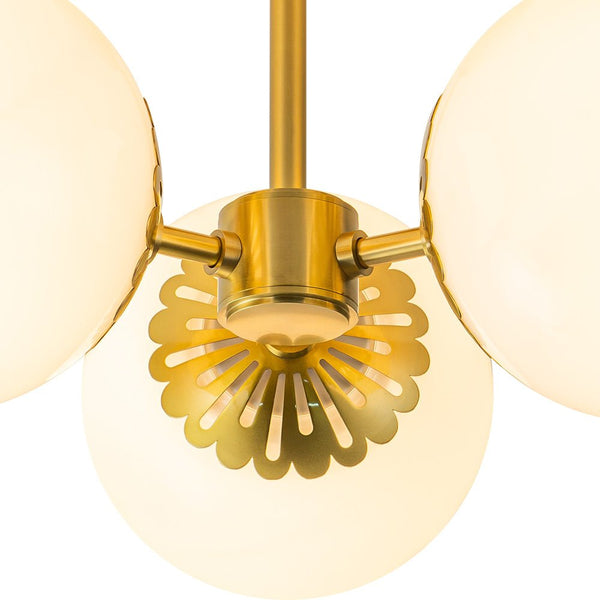 Chandelierias-3-Light Modern Dimmable Opal Glass Globe Semi-Flush Mount-Semi Flush-Brass (Pre-order)-