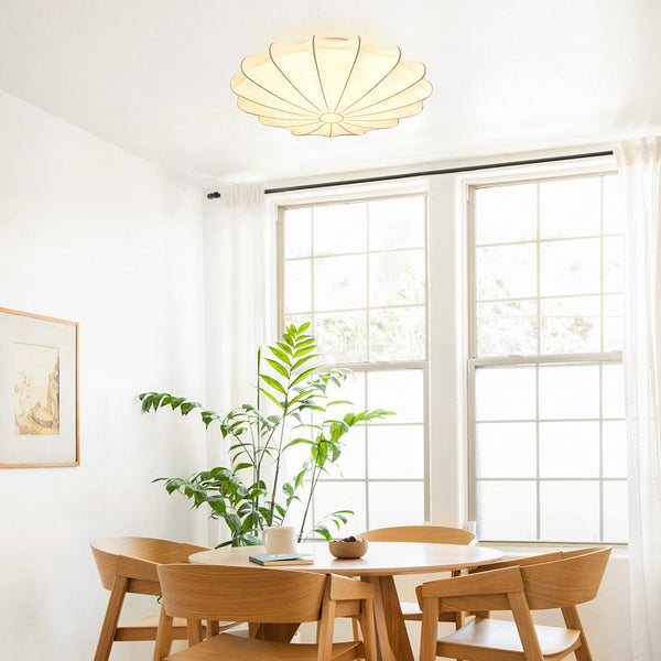 Chandelierias-3-Light Modern Flush Mount Ceiling Light With Silk Lampshade-Flush Mount-Medium-