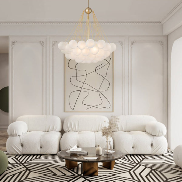 Chandelierias-3-Light Modern Frosted Glass Cluster Bubble Chandelier-Chandeliers-Gold-