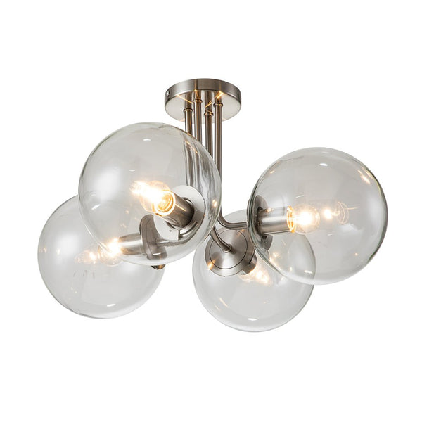 Chandelierias-4-Light Glass Globe Semi-Flush Mount-Semi Flush-Nickel-