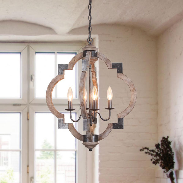 Chandelierias-4-Light Lantern Geometric Chandelier-Chandelier--