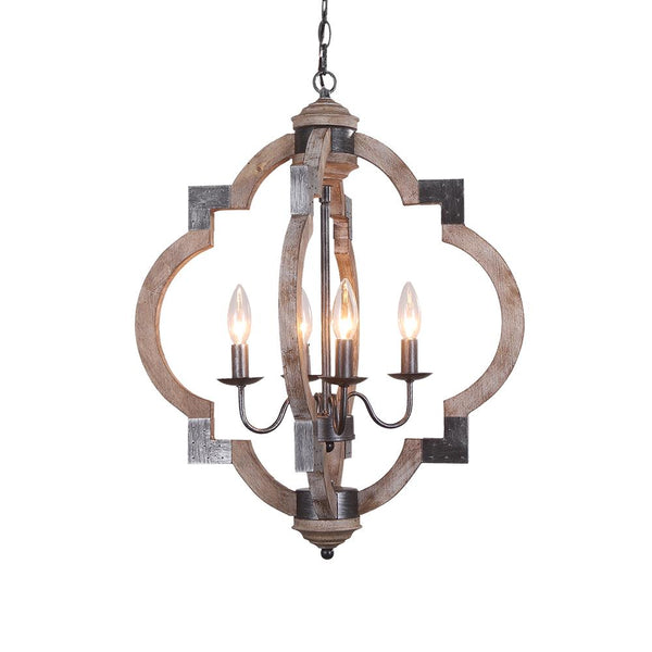 Chandelierias-4-Light Lantern Geometric Chandelier-Chandelier--