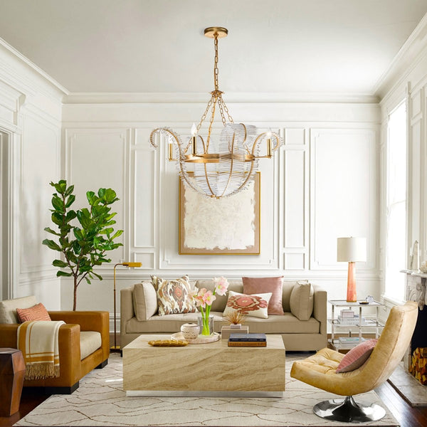 Chandelierias-4-Light Mid-century Decorative Candle Chandelier-Chandelier--