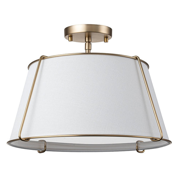 Chandelierias-4-Light Modern Off-white Linen Drum Semi-Flush Mount-Flush Mount-Brass-