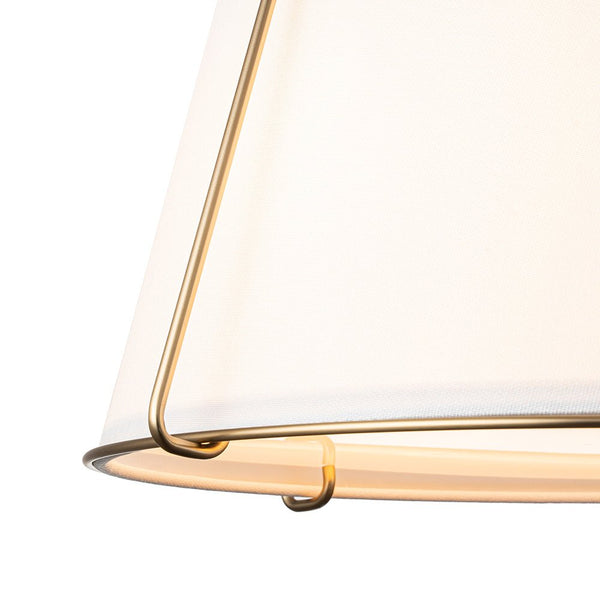 Chandelierias-4-Light Modern Off-white Linen Drum Semi-Flush Mount-Flush Mount-Brass-