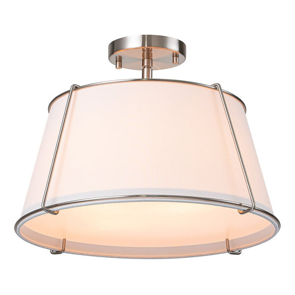 Chandelierias-4-Light Modern Off-white Linen Drum Semi-Flush Mount-Flush Mount-Nickel-