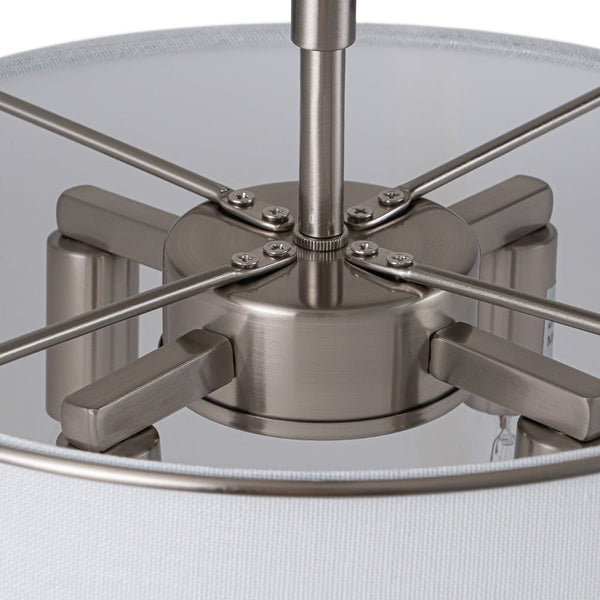 Chandelierias-4-Light Modern Off-white Linen Drum Semi-Flush Mount-Flush Mount-Nickel-