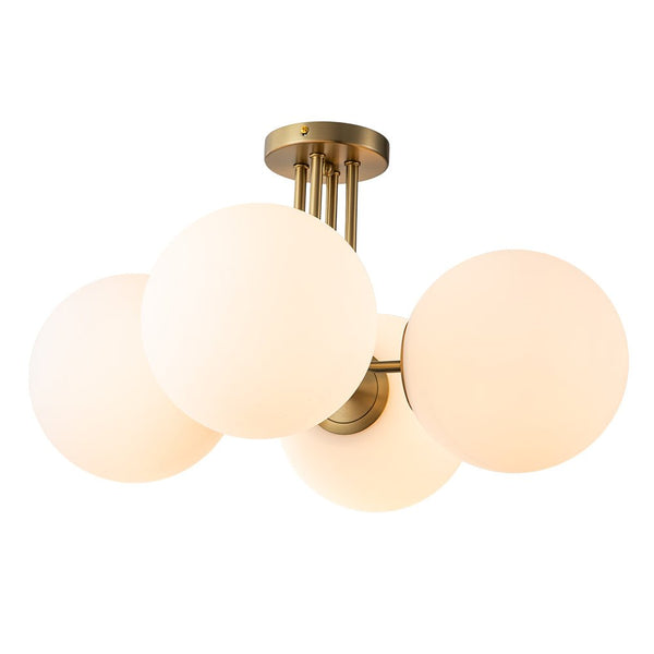 Chandelierias-4-Light Opal Glass Semi-Flush Mount-Semi Flush--