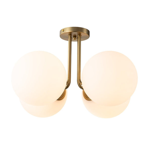 Chandelierias-4-Light Opal Glass Semi-Flush Mount-Semi Flush--