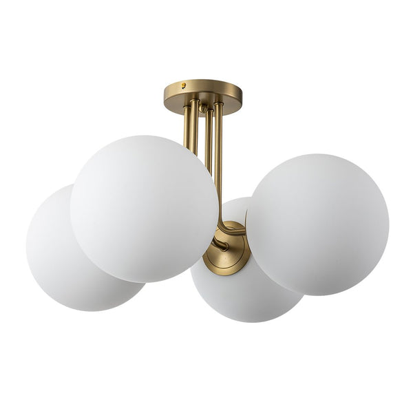 Chandelierias-4-Light Opal Glass Semi-Flush Mount-Semi Flush--