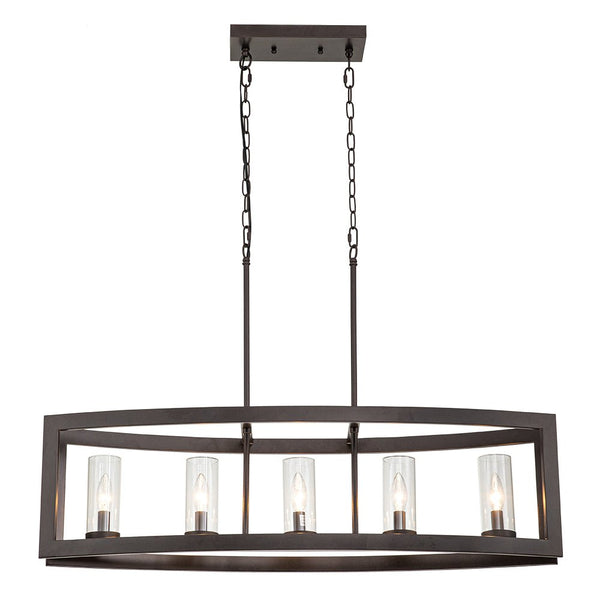 Chandelierias-5-Light Clear Glass Kitchen Island ORB Metal Chandelier-Chandeliers-Oil Rubbed Bronze-5 Bulbs