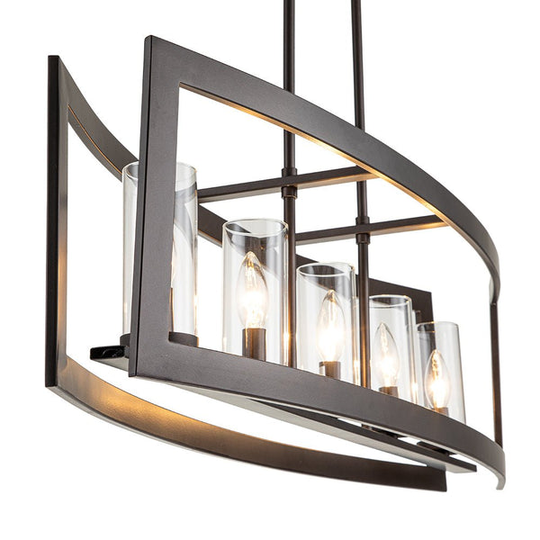 Chandelierias-5-Light Clear Glass Kitchen Island ORB Metal Chandelier-Chandeliers-Oil Rubbed Bronze-5 Bulbs