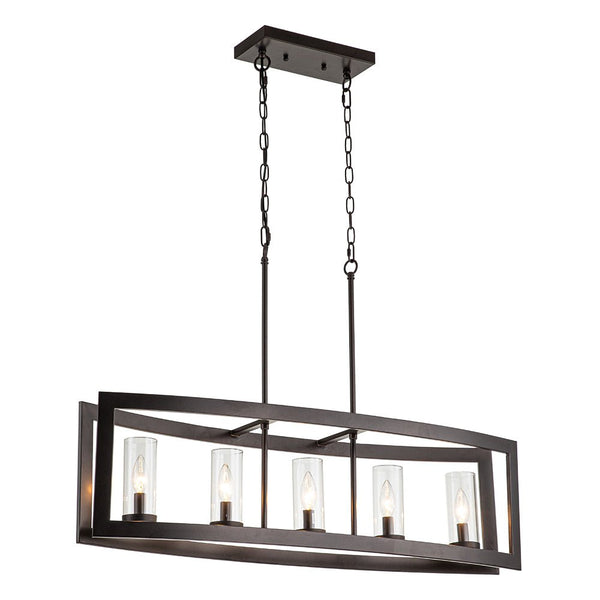 Chandelierias-5-Light Clear Glass Kitchen Island ORB Metal Chandelier-Chandeliers-Oil Rubbed Bronze-5 Bulbs