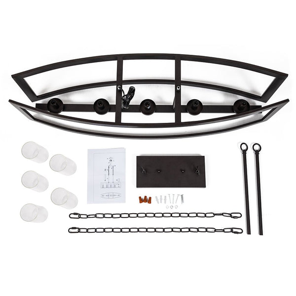Chandelierias-5-Light Clear Glass Kitchen Island ORB Metal Chandelier-Chandeliers-Oil Rubbed Bronze-5 Bulbs