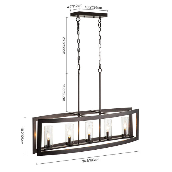Chandelierias-5-Light Clear Glass Kitchen Island ORB Metal Chandelier-Chandeliers-Oil Rubbed Bronze-5 Bulbs