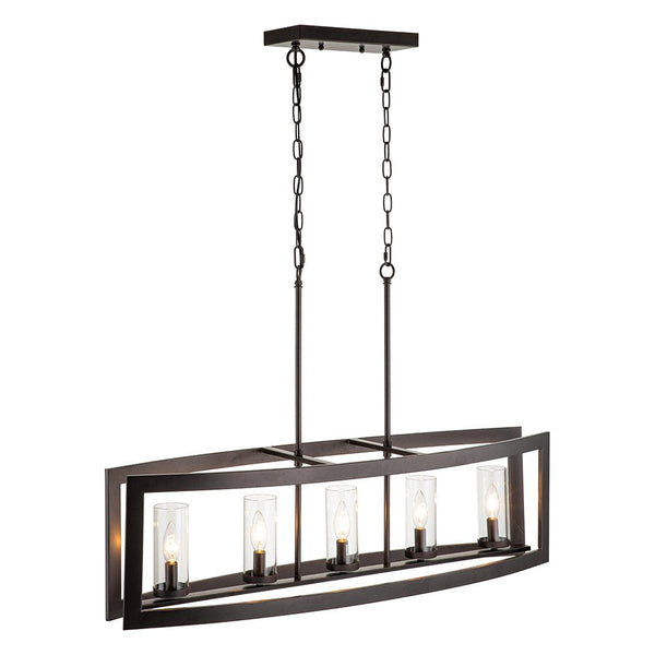 Chandelierias-5-Light Clear Glass Kitchen Island ORB Metal Chandelier-Chandeliers-Oil Rubbed Bronze-5 Bulbs