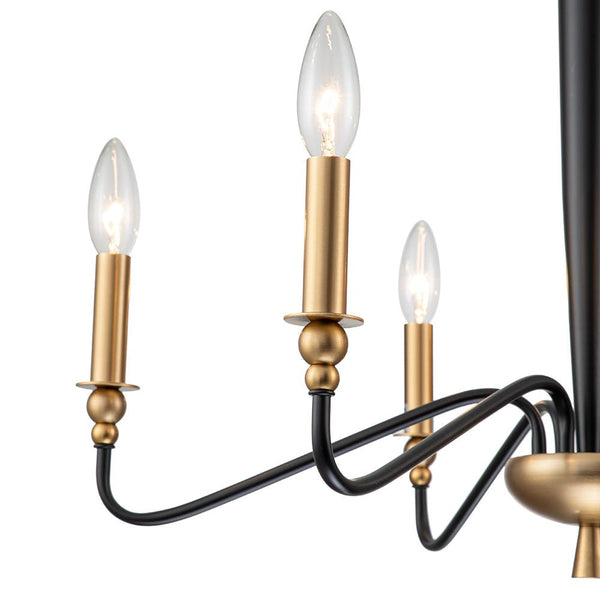 Chandelierias-6-Light Candle Style Modern Farmhouse Chandelier-Chandeliers-Black & Gold-