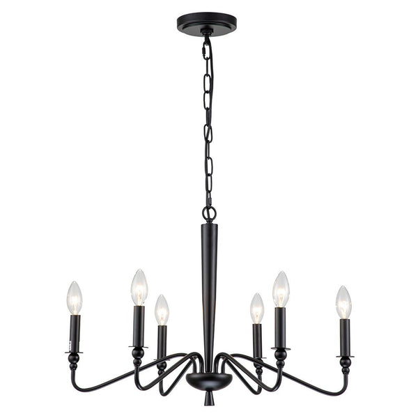 Chandelierias-6-Light Candle Style Modern Farmhouse Chandelier-Chandeliers-Black & Gold-