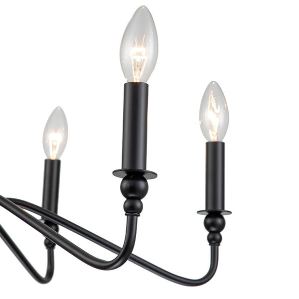 Chandelierias-6-Light Candle Style Modern Farmhouse Chandelier-Chandeliers-Black & Gold-