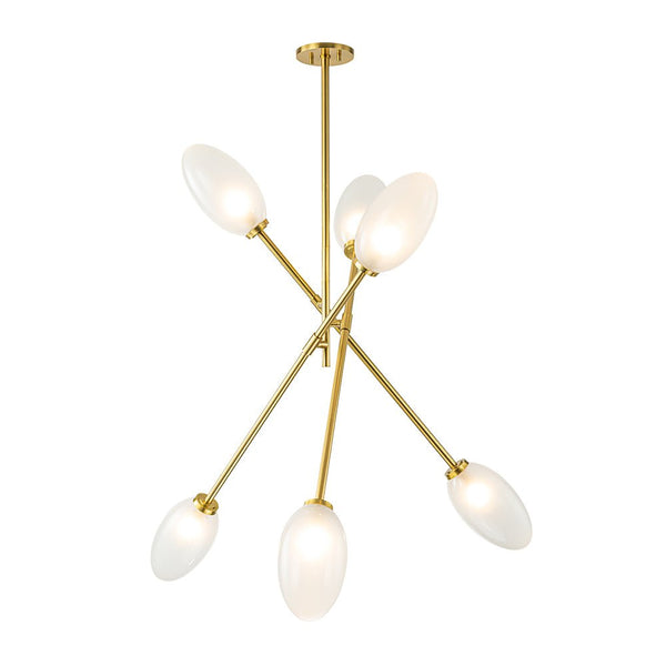 Chandelierias-6-Light Frosted Olive-Shaped Glass Sputnik Chandelier-Chandeliers-Black-