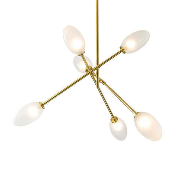 Chandelierias-6-Light Frosted Olive-Shaped Glass Sputnik Chandelier-Chandeliers-Black-