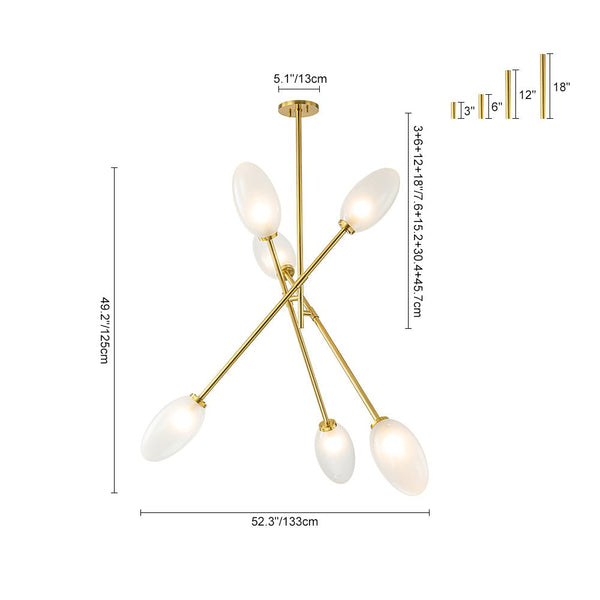 Chandelierias-6-Light Frosted Olive-Shaped Glass Sputnik Chandelier-Chandeliers-Black-