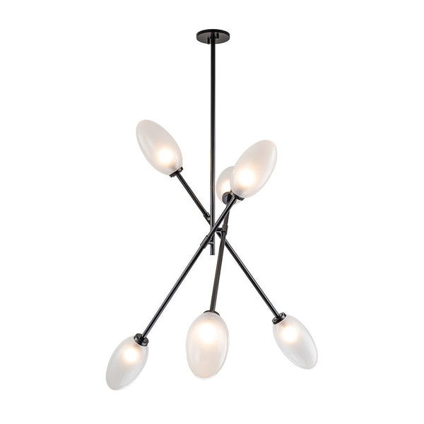 Chandelierias-6-Light Frosted Olive-Shaped Glass Sputnik Chandelier-Chandeliers-Black-