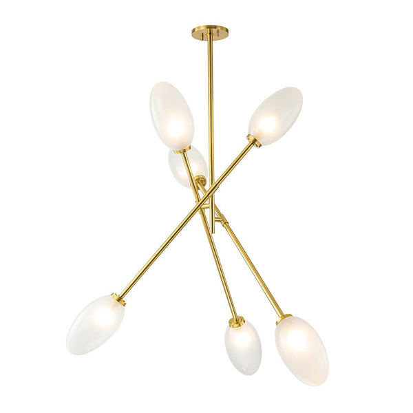 Chandelierias-6-Light Frosted Olive-Shaped Glass Sputnik Chandelier-Chandeliers-Black-