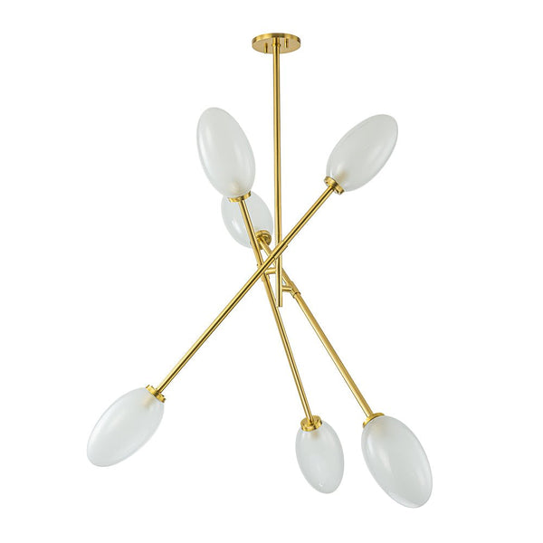Chandelierias-6-Light Frosted Olive-Shaped Glass Sputnik Chandelier-Chandeliers-Black-