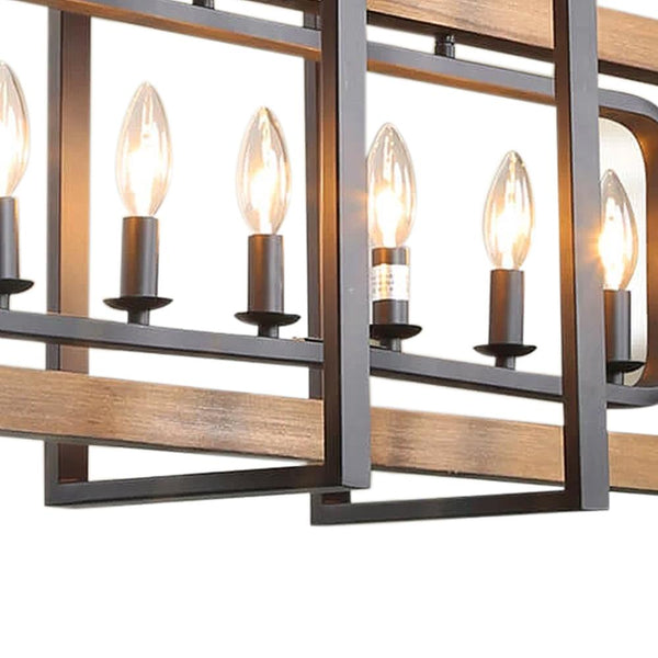 Chandelierias-6-Light Long Rectangular Geometric Chandelier-Chandelier--