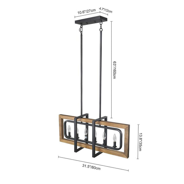 Chandelierias-6-Light Long Rectangular Geometric Chandelier-Chandelier--