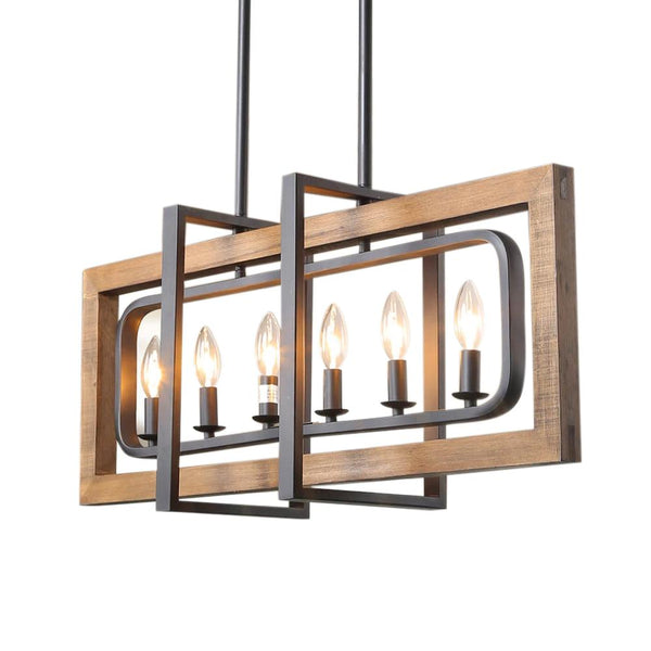 Chandelierias-6-Light Long Rectangular Geometric Chandelier-Chandelier--