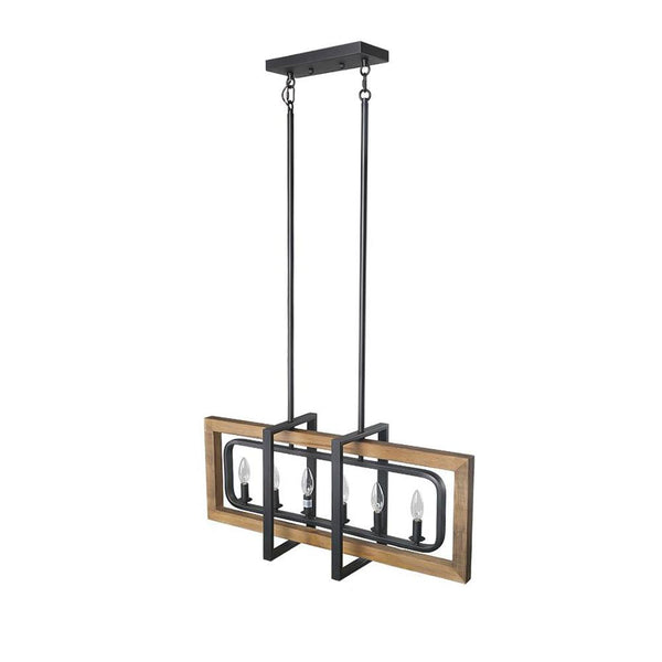 Chandelierias-6-Light Long Rectangular Geometric Chandelier-Chandelier--