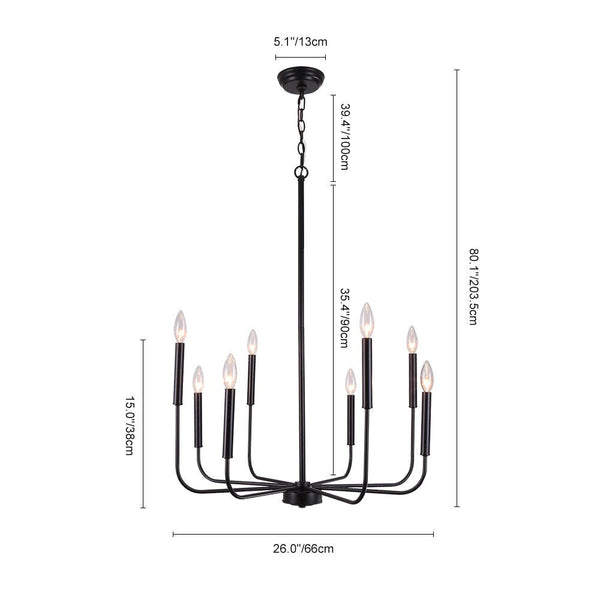 Chandelierias-8-Light Candle Style Metal Chandelier-Chandelier--