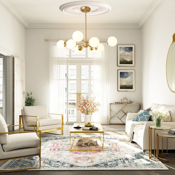 Chandelierias-8-Light Decorative Glass Lamp Shade Chandelier-Chandelier--