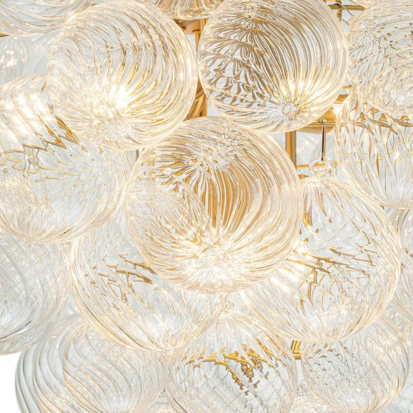 Chandelierias-9-Light Clear Swirled Glass Globe Cluster Bubble Chandelier-Chandelier-Brass-