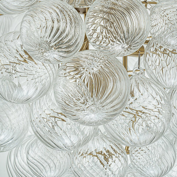 Chandelierias-9-Light Clear Swirled Glass Globe Cluster Bubble Chandelier-Chandelier-Brass-