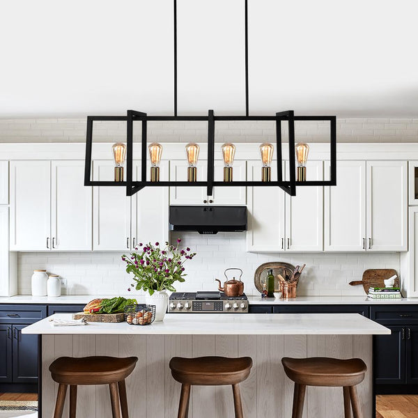 Chandelierias-Black Modern Farmhouse Island Light Fixture-Pendant--