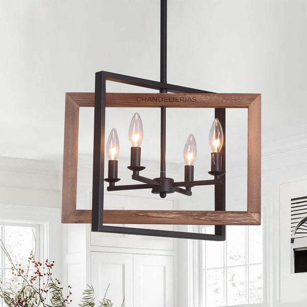 Chandelierias-CHANDELIERIAS 4-Light Rectangular Geometric Pendant Chandelier-Chandelier--