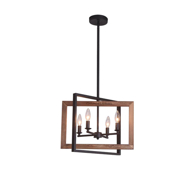 Chandelierias-CHANDELIERIAS 4-Light Rectangular Geometric Pendant Chandelier-Chandelier--