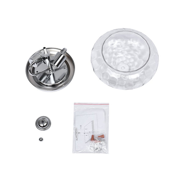 Chandelierias-Chrome Hammered Glass Ceiling Light-Flush Mount--